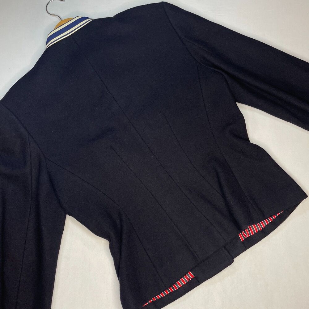 ~ Vintage RARE Armani Jeans Med Wool Military Jacket HTF Women's Button Up Lined - Picture 5 of 14